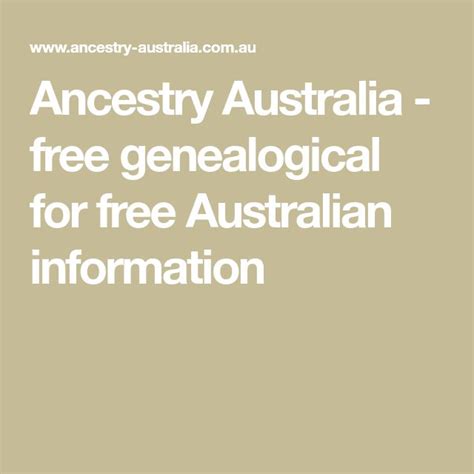 Ancestry Australia Free Genealogical For Free Australian Information