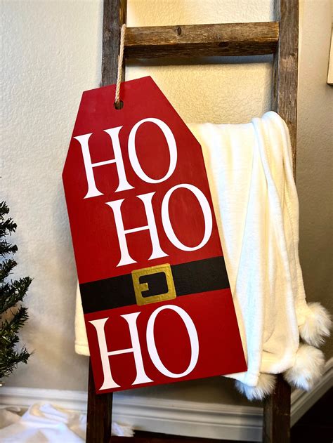 Holiday Sign Christmas Ho Ho Ho Wood Sign Santa Etsy