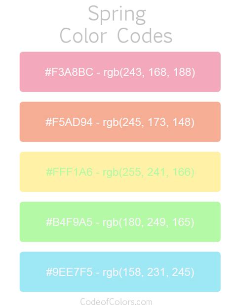 Spring Color Palette Hex And Rgb Color Codes Artofit