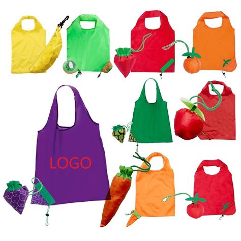 Eco Friendly Bulk Reusable Folding Custom Tote Fruit Shaped Grocery Bag China Nylon Foldable