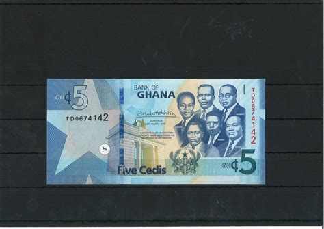 Ghana 5 Cedis 2019 Banknote Geldschein Unc Ma Shops