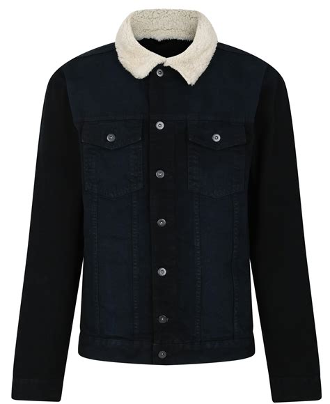 Bigdude Denim Jacket With Sherpa Collar Black Wash Bigdude