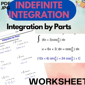 Indefinite Integration Integration By Parts Calculus Worksheets