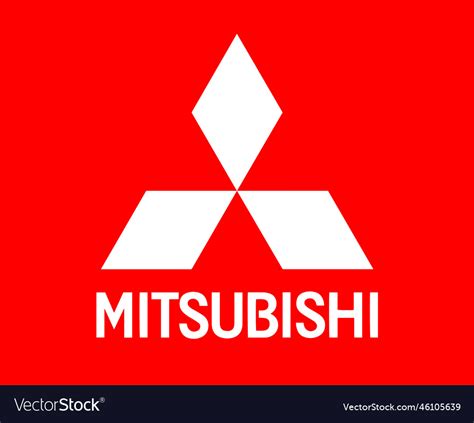 Mitsubishi Logo Brand Symbol With Name White Vector Image