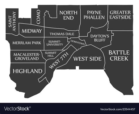 Saint Paul Minnesota City Map Usa Labelled Black Vector Image