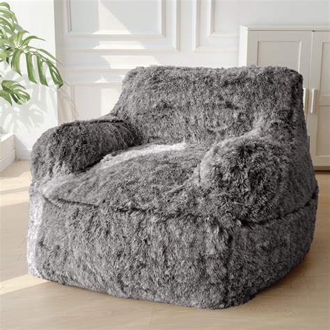 Maxyoyo Giant Bean Bag Chair Faux Fur Stuffed Bean Bag Couch