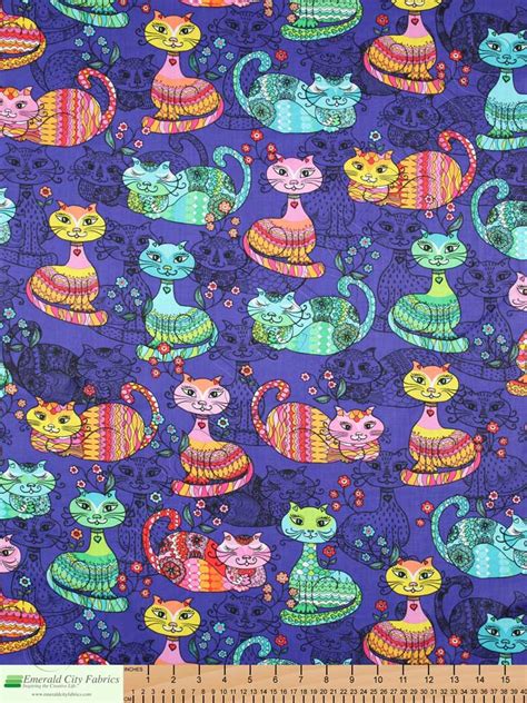 Timeless Treasures Exotic Cats Allover Purple Multi Fabric Emerald