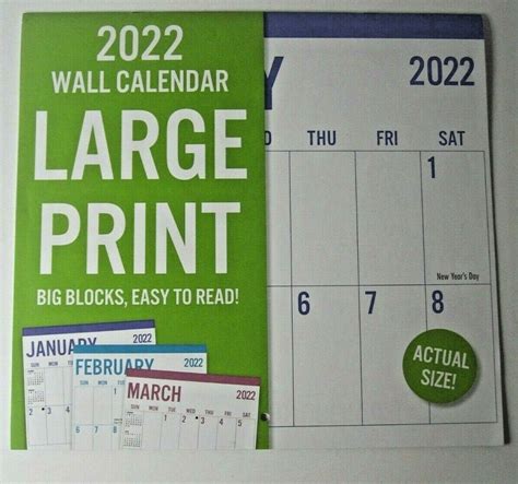 2022 Calendar Large Print