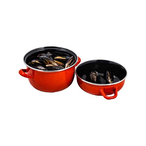 Urban Style Round Enamel 19cm Mussel Pot Cookware Red Bunnings