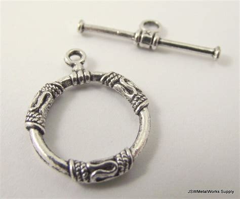 4 Bali Pewter Toggle Clasp Antiqued Silver Toggle Clasp Etsy