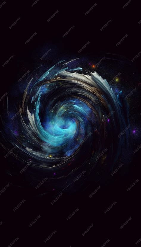 Premium Photo | A blue galaxy with a dark blue background.