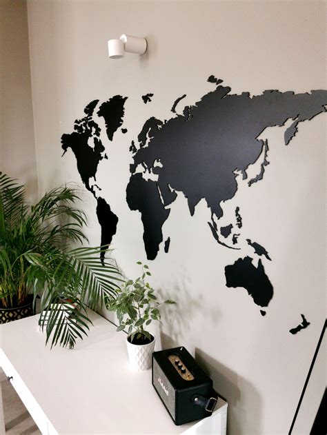 Black Metal World Map World Map in Black Metal Wall Art - Etsy