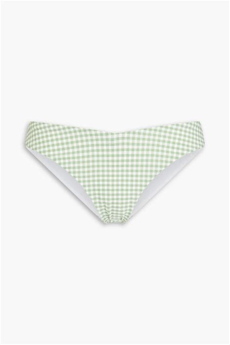 ONIA Chiara Gingham Stretch Seersucker Low Rise Bikini Briefs THE OUTNET