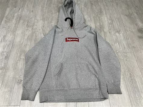 Grey Box Logo Hoodie Discount