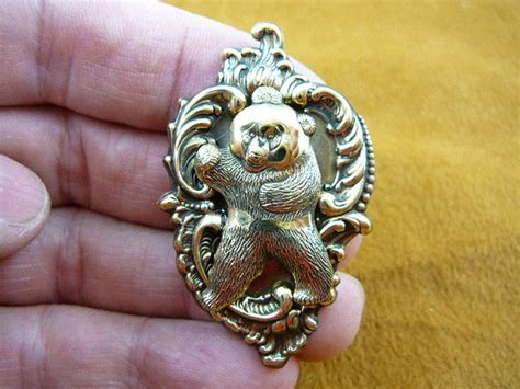 Panda Bear Love Pandas Bears Scrolled Brass Pin Pendant Brooch Etsy