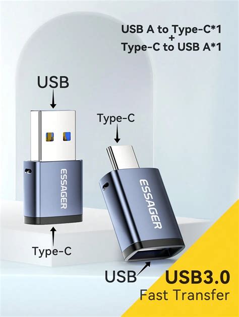 Set Adaptateur Essager Usb Type C Otg Type C Usb C M Le Vers Usb