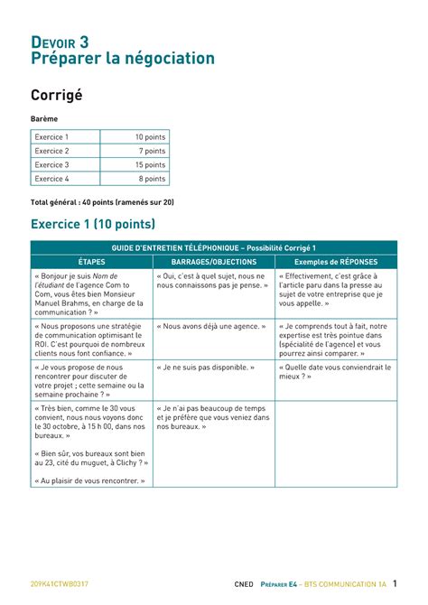 Cned Devoir D Marche Commerciale Pr Parer La N Gociation Cned