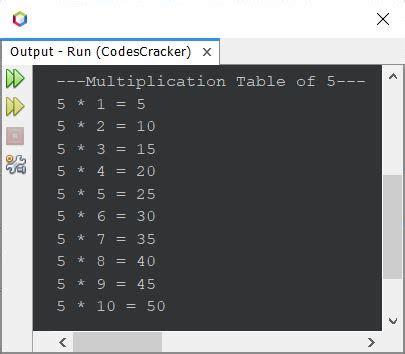 Java Program To Print Table Of A Number