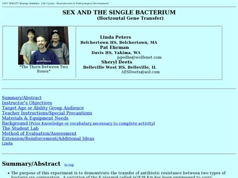 Sex And The Single Bacterium Lesson Plan For 9th 12th Grade Lesson Planet