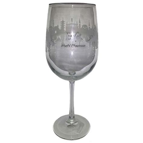 Disney Wine Glass Epcot World Showcase 9 Etched Wine Glass