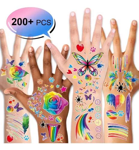 Tatuajes Temporales Arco Iris Mariposas Flo Fr Tp Cuotas Sin