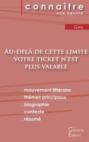 Fiche De Lecture Au Del De Cette Limite Votre Ticket N Est Plus