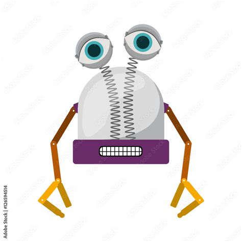 Colorful Robot Cartoon Icon Over White Background Vector Illustration