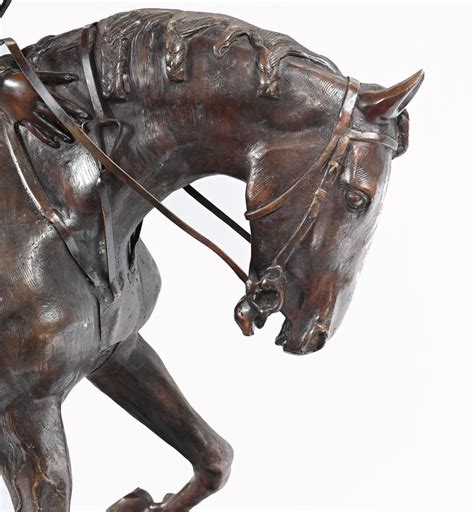 Big French Bronze Horse and Jockey Statue by Mene