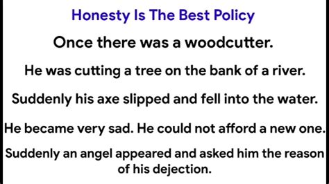 English Story Honesty Is The Best Policy A Woodcutter And His Axe