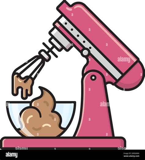 Kitchen Mixer With Bowl Of Doughvector Illustration Sweet Food Baking