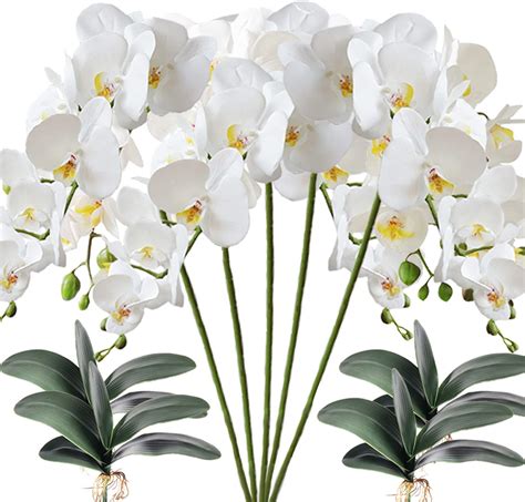 Amazon OUKEYI White Artificial Phalaenopsis Flowers Orchid Stems