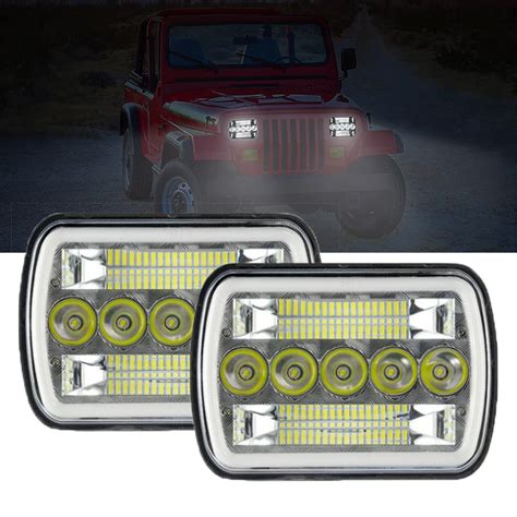 Faros Delanteros Cuadrados Con Halo Angel Eyes Para Coche Luces De