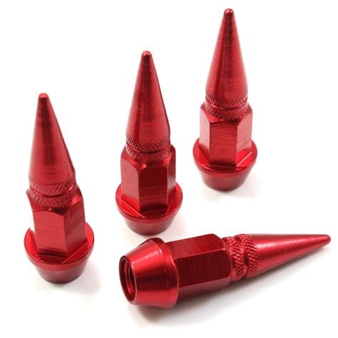 4 Pcs Red Spike Wheel Tire Valve Stem Car Truck Air Valve Caps Covers