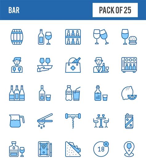 Premium Vector 25 Bar Two Color Icons Pack Vector Illustration