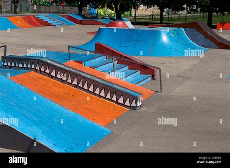 A Empty Skate Park With Ramps And Other Elements Stock Photo Alamy