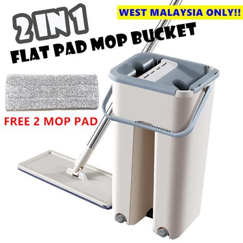 New Mop Self Wash And Squeeze Dry Flat Mop With Bucket Mop Pads In