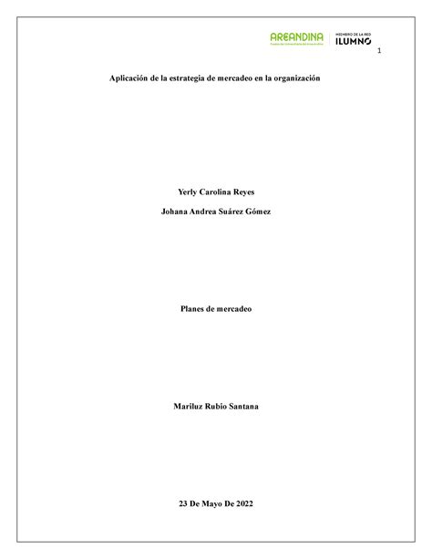 Actividad evaluativa eje 3 Planes de mercadeo 1 Aplicación de la