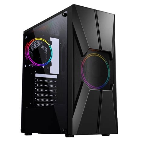 Gabinete Gamer Pixxo Preto Sem Fonte 2 Cooler RGB Lateral De