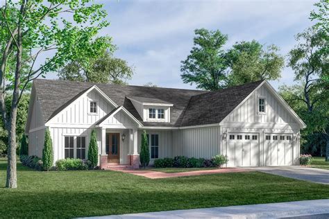 One Story New American House Plan With Direct Laundry Access From Main