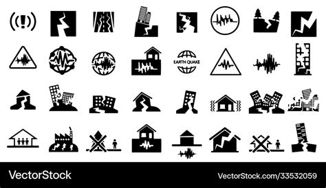 Earthquake Icon Set Style Stock Royalty Free Vector Image