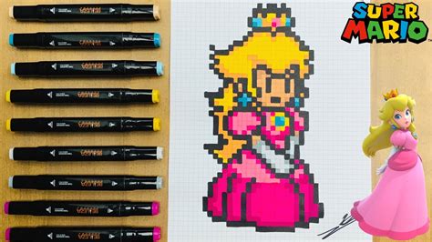 Tuto Dessin Peach Pixel Art Mario Nintendo Easy Drawings Dibujos