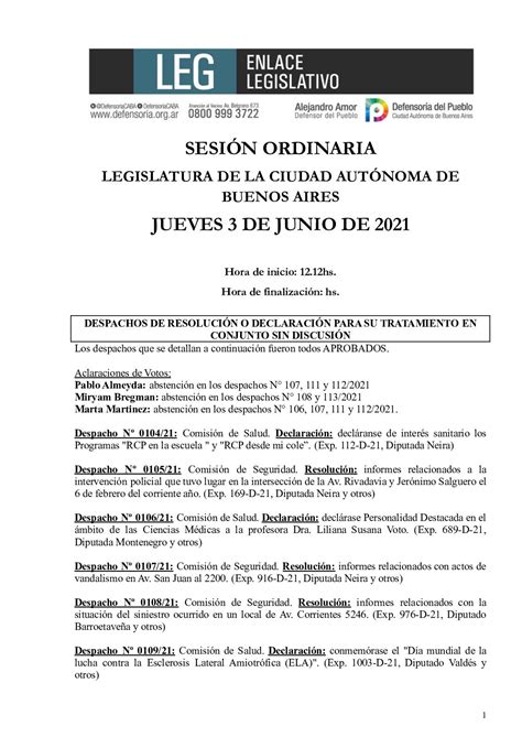 Calaméo Informe Sesión Ordinaria 3 De Junio 2021 Docx