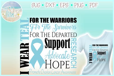 I Wear Teal Ovarian Cancer Awareness Svg Dxf Eps Png Pdf