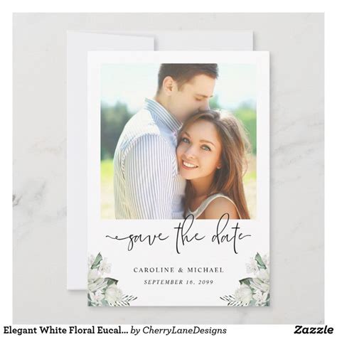 Elegant White Floral Eucalyptus Greenery Wedding Save The Date Zazzle