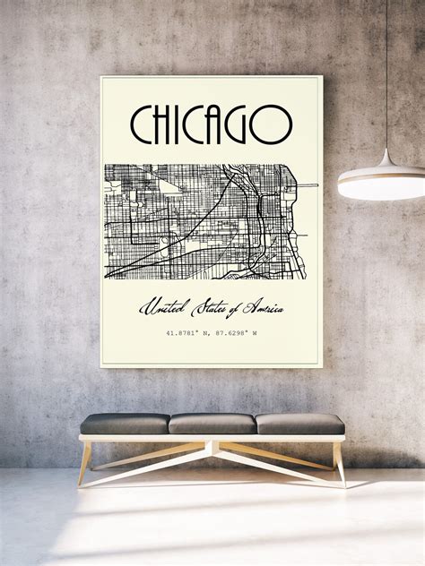 CHICAGO US City Street Map Poster Printable Wall Art Map - Etsy