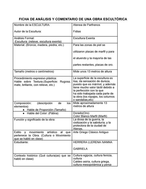 Annotated Ficha 20DE 20 Escultura F FICHA DE ANÁLISIS Y COMENTARIO