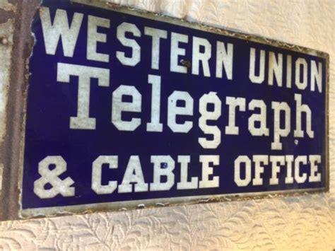 Original Vintage Porcelain Western Union Telegraph And Cable Office