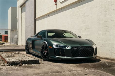 2017 Audi R8 V10 Plus Green Camouflage Matte Vossen Forged Wheels