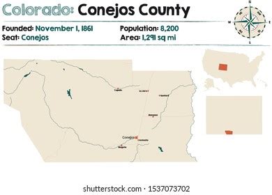 Large Detailed Map Conejos County Colorado Stock Vector (Royalty Free ...