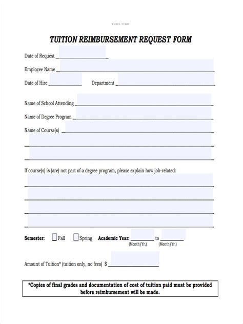 Free Tuition Reimbursement Forms In Pdf